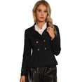 thumbnail image 1 of Chaqueta Peplum Steampunk para Mujer Chaqueta Informal con Solapa y Doble Botonadura Blazer para oficina Negro XL, 1 of 6