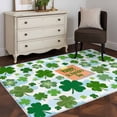 thumbnail image 3 of St. Patrick's Day Area Rugs 3'x5', Washable Small Throw Rugs for Living Room Bedroom, Green Lucky Shamrock Leaves Cloud Blue Indoor Outdoor Rug Non-Slip Low Pile Carpet Runner Reversible Floor Mats, 3 of 8