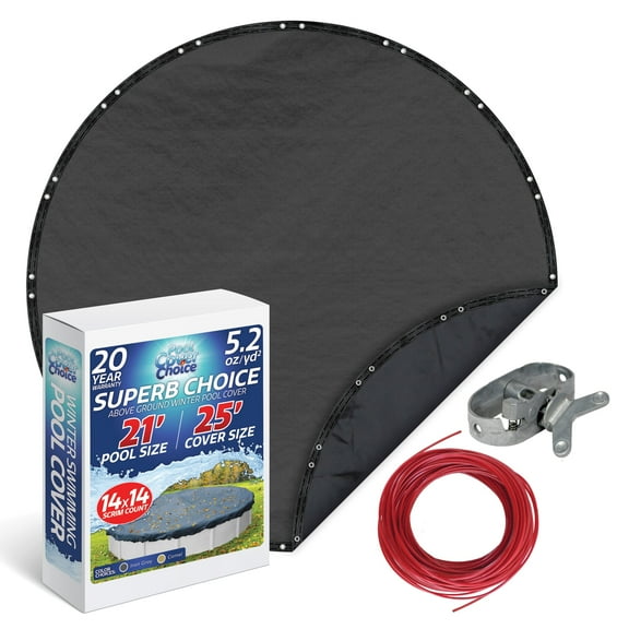 Winter Swimming Pool Cover for 21 ft Aboveground Round Pool Size, Superb Choice Series, Solid Material, Color - Iron Gray, Pool Cover Choice 5121-4CHOICE