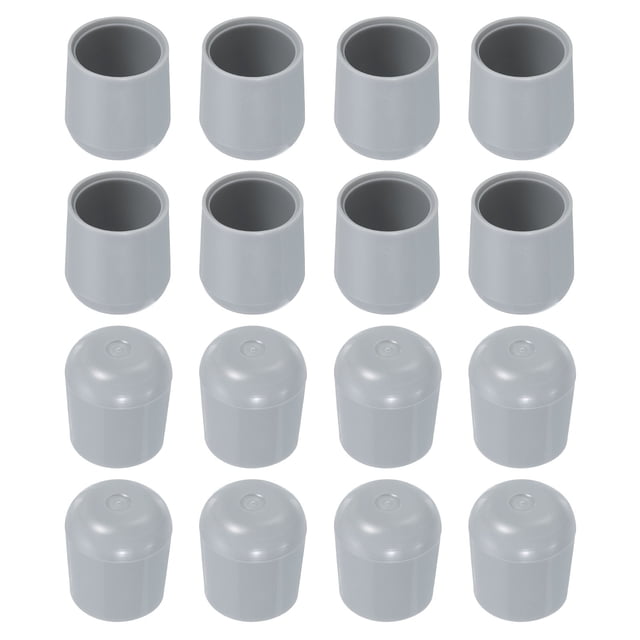 Unique Bargains Chair Leg Floor Protector, 16pcs 1' - Plastic Round Chair Leg Caps, Non-Slip Slip-On Furniture Feet Covers (Grey)