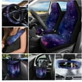 thumbnail image 2 of Jeiento Galaxy Sky Car Seat Covers Set 15 PCS Car Front Rear Seat Cover Steering Wheel Cover Seat Belt Covers Trash Bin Air Vent Storage Bag Rear View Mirror Cover Coasters Keychain Universal Fit, 2 of 7