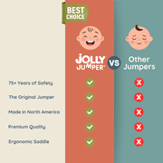 Jolly Jumper Elite Baby Exerciser - Sturdy Frame, Indoor and Outdoor Exercise Saddle Seat, Adjustable Height, for Infants up to 28lbs