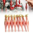 thumbnail image 2 of 8 Pcs 3.5in Red Finial Christmas Ornaments, Vintage Shatterproof Glitter Matte Droplet Hanging Decorations for Tree, Pink, Hanging Ornaments, 2 of 9