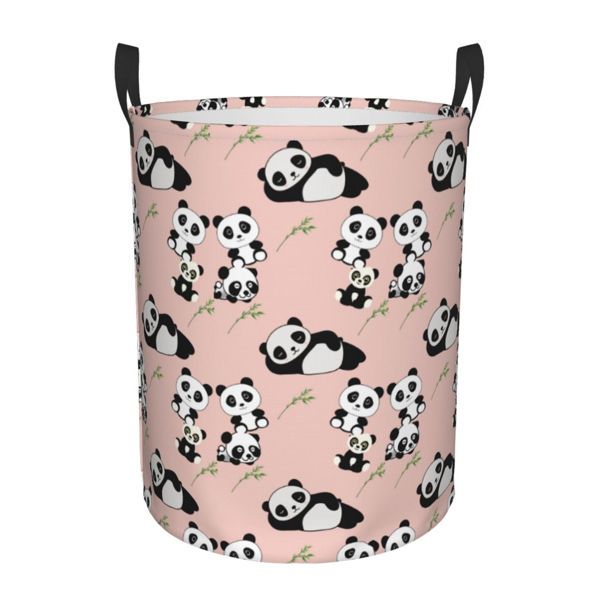 DouZhe Waterproof Collapsible Large Laundry Baskets, Funny Pandas Pink