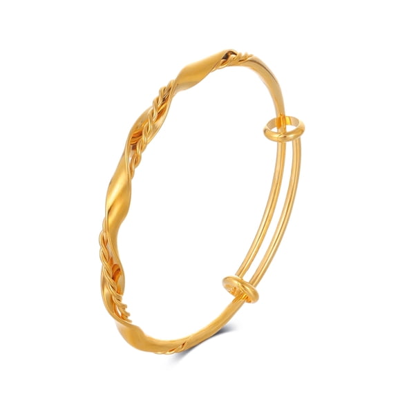 Lureme Golden Twisted Metal Bangle bracelets for Women Delicate Thin Adjustable Bracelet(bl003588)