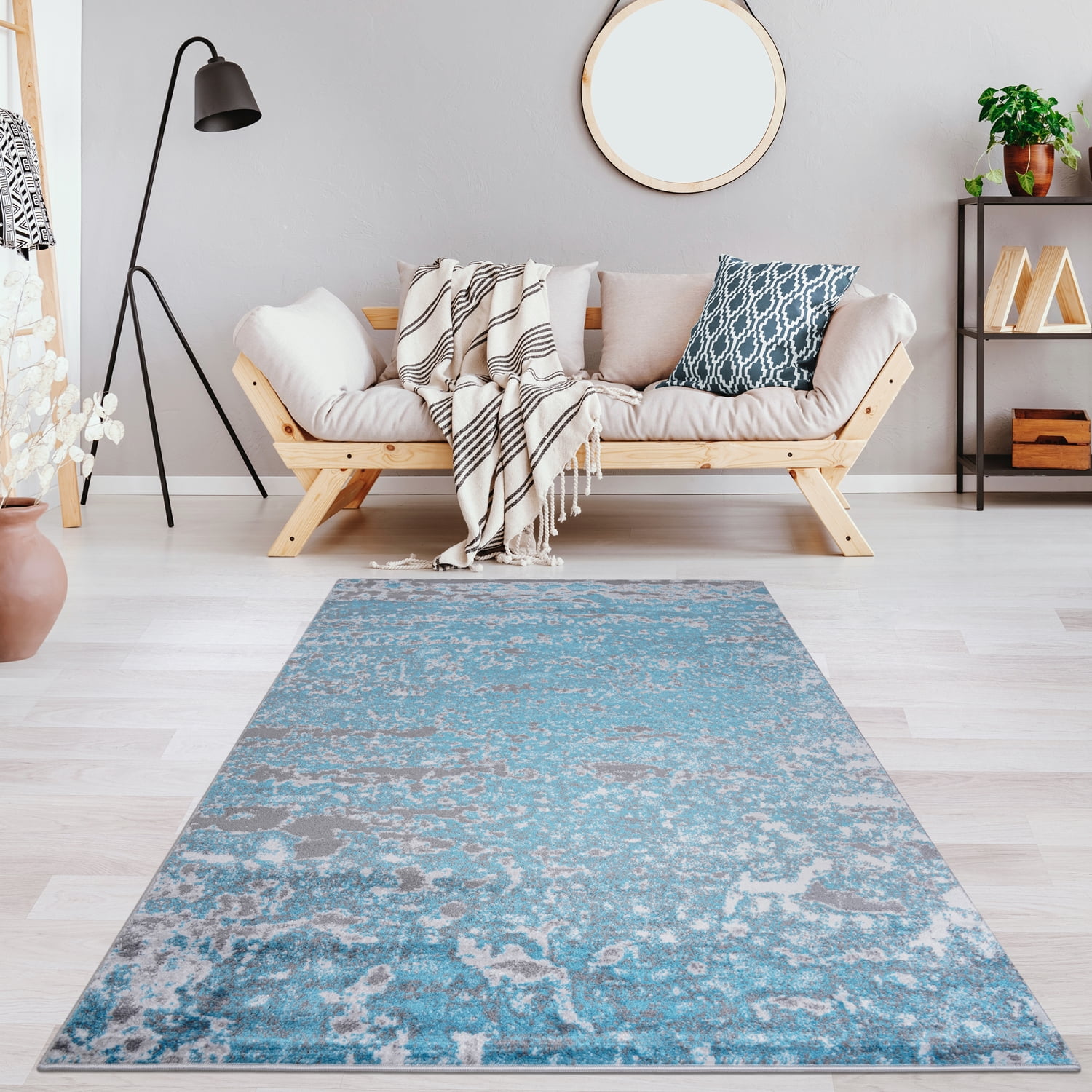 Homedora Design Rectangular Area Rug for Living Room,3984 Paisley Gray/Blue 7x10 Modern Rugs ...