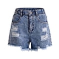 thumbnail image 5 of Byoo Tween Girl Distressed Denim Shorts High Waist Frayed Hem Summer Streetwear Ripped Jeans Shorts, 5 of 6