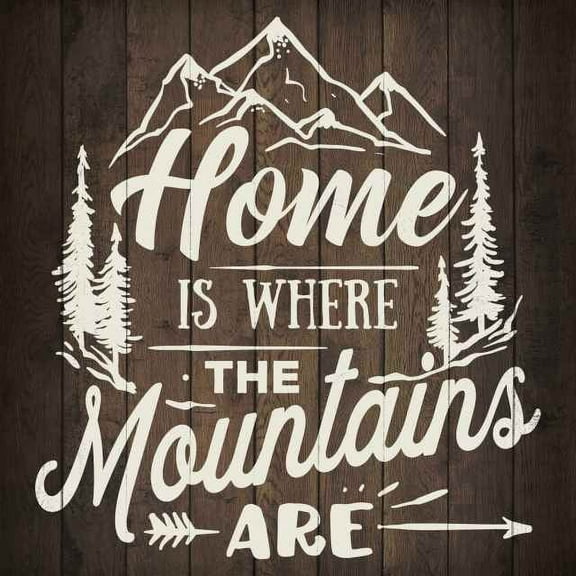 Home is Where Mountains Are Inpiration Rustic Looking Wood Sign Wall Décor Gift 8 x 8 Wood Sign B3-08080061004