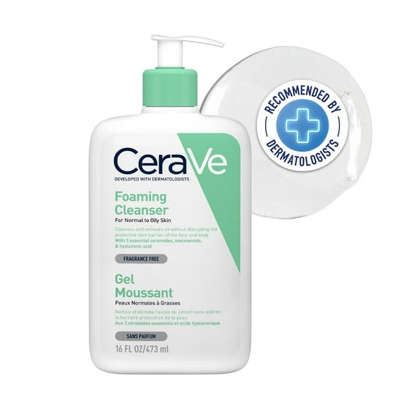 Limpiador CeraVe Foaming, 473 ml, con niacinamida, para pieles normales a grasas