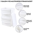 thumbnail image 4 of Lesbin 4 Pcs 5 Gallon Plastic Rectangular Bucket Pail with Snap Lid, Square Food Bucket Pail Container with Handle, White, 4 of 7