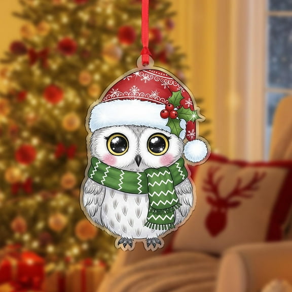 ViciArt Owl Christmas Ornament – Double-Sided UV Printed Cute Holiday Tree Decor