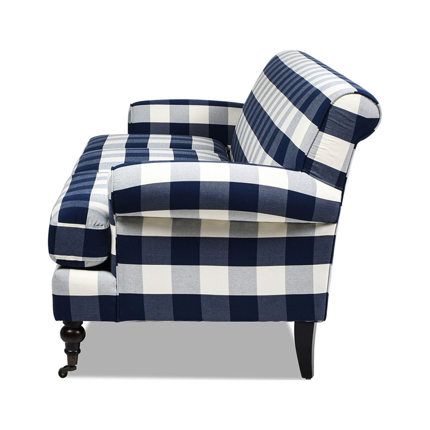 Jennifer Taylor Home Alana 88" Lawson Living Room Three-Cushion Tightback Sofa Couch with Metal Casters, Blue Lattice