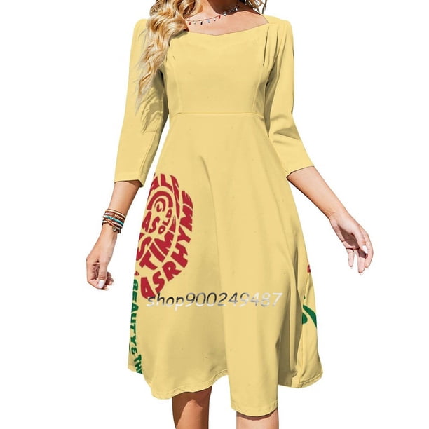 Cuento tan antiguo como el tiempo Vestido de cuello cuadrado Lindos vestidos holgados con estampados Elegante vestido de fiesta en la playa Cuento tan antiguo como el tiempo Canción tan antigua como