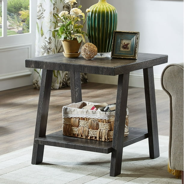Roundhill Athens Contemporary Replicated Wood Shelf End Table in
