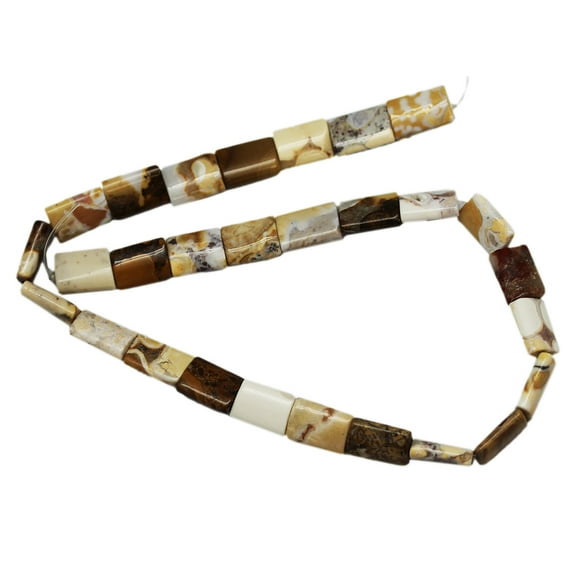 10x15mm Rectangle Tan & White Marble Matrix Bead Strand (28 Piece)