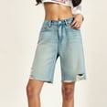 thumbnail image 2 of Womens Jean Shorts Loose Jorts Mid Low Waisted Bermuda Shorts Hip Hop Denim Shorts Streetwear Womens Jeans Blue L, 2 of 5