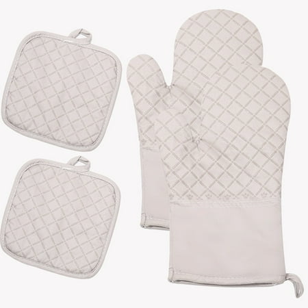 

BAMILL Oven Mitts and Pot Holders Set 4Pcs Heat-Resistant Oven Gloves Anti-Slip Mitts