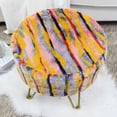 thumbnail image 3 of Home Soft Things Multi Jacquard Faux Fur Round Ottoman - Orange - 18" x 18" x 18", 3 of 7