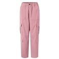 thumbnail image 5 of YDFCWXW Women's High Waisted Cargo Pants Travel Y2K Streetwear Baggy Stretchy Pants with Pockets Fall Outfits Fashion (Pink, XXL), 5 of 7
