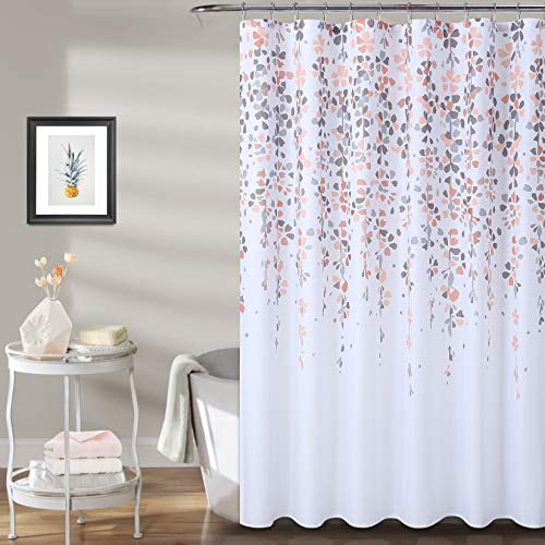 Rustic Flower Shower Curtains for Bathtub CAROMIO Bathroom Curtain Shower 72 x 72 Inches Long Fabric Floral Waterproof Curtain Pink 