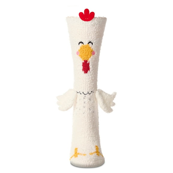 MeMoi Women's Plush Chicken-Themed Embellished Crew-Length Lounge Sock - Womens - Female, One Size, White