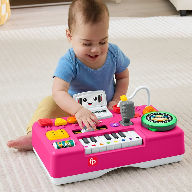Fisher-Price Laugh & Learn Mix & Learn DJ Table, Pink Musical Toy for Babies