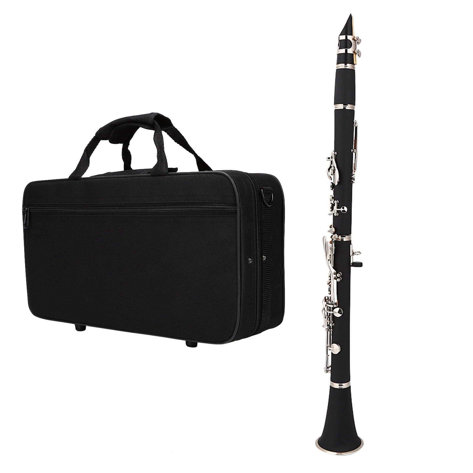 Cacagoo 17 Key Descending Bakelite Clarinet Woodwind Instrument B Tone, Bakelite Woodwind Clarinet with Reeds & Cleaning Cloth Woodwind Musical Instrument with Accessories