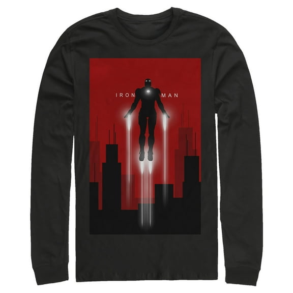 Men's Marvel Iron Man in Flight Long Sleeve Shirt Black Small