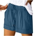thumbnail image 1 of Diufon Womens Linen Shorts with Pockets Drawstring Elastic Waist Beach Vacation Trendy 2025 Summer Clothes, 1 of 7