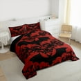 thumbnail image 3 of Manfei Western Damask Print Bedding Comforter Set for Kid, Black Red Bat Twin Comforter Sets, Halloween Theme Reversible Bedding Set, Lightweight Room Decor, 2-Piece, 3 of 8