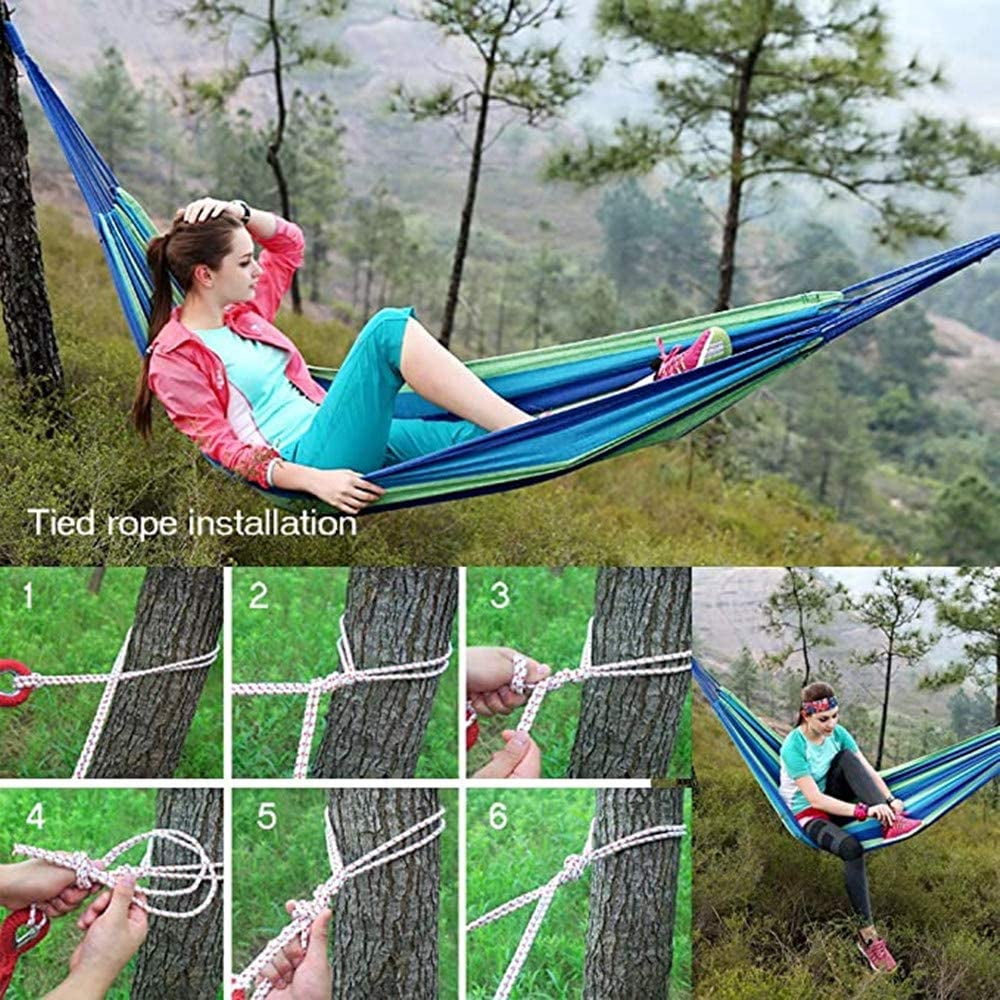 Garden Canvas Hammock Single/Two People Load Bearing 330 Lbs with Carrying Bag for Indoor Outdoor Garden Patio Park (200X80cm/red)