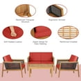 thumbnail image 5 of Costway 8PCS Patio Rattan Furniture Set Acacia Wood Cushioned Sofa Red, 5 of 8