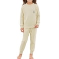 thumbnail image 2 of THDHVS Toddler Girl Outfits,Unisex Kids Solid Off Shoulder Long Sleeve Top Elastic Waist Pants Casual Loungewear Set,Girls' Clothing Sets Yellow 9-10 Years, 2 of 6