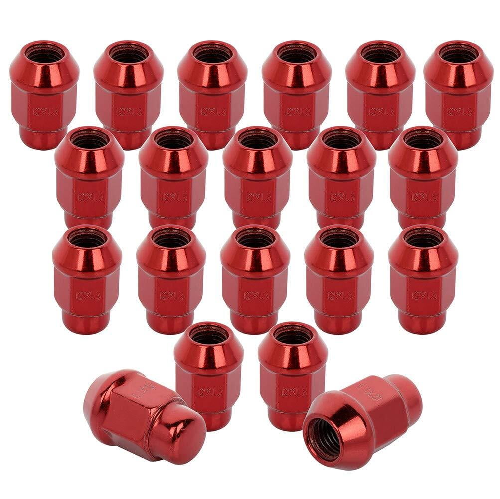 ECCPP Wheel Lug Nuts 20 Pieces 12x1.5 Red Bulge Acorn Drive Closed 3/4