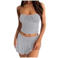 thumbnail image 1 of Conjunto elegante de dos piezas para mujer: top sin tirantes con falda plisada asimétrica de doble capa, 1 of 8