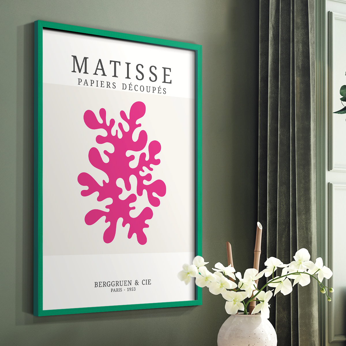 Matisse CDXXIX in Green Solid Wood Framed Print No Nail Hanging