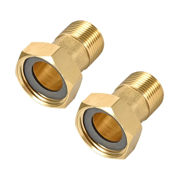 Brass Pipe Fitting, Hex Nipple, G3/4 Male x G1 Female Threaded Connector Water Meter Coupling 2 Pcs