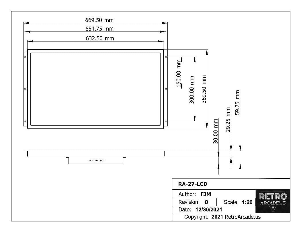 27 Inch Arcade Game LED Monitor, for JAMMA, MAME, and Cocktail Game Cabinets, also Industrial PC Pan