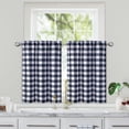 thumbnail image 2 of CAROMIO Kitchen Curtains for Bathroom, Navy Blue Buffalo Checker Pattern Small Tier Curtains 30 Inch Length Plaid Gingham Water Resistant Farmhouse Caf Curtain Set Bathroom Window Curtain, Set of 2 Tiers 2 x W 28" x H 30" Navy Blue/White, 2 of 7