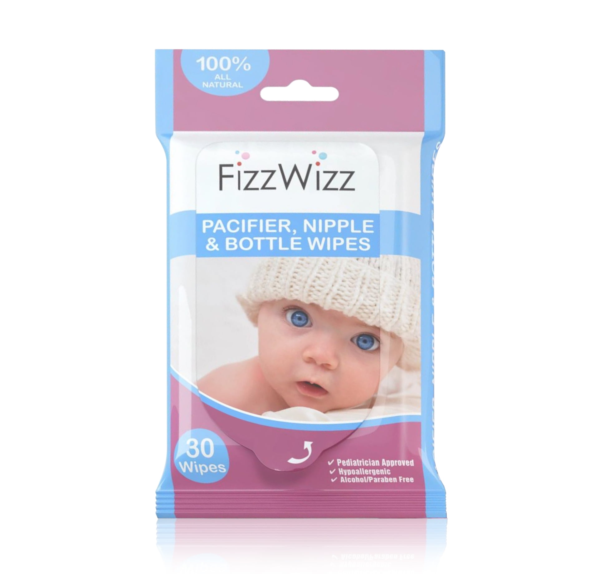 FizzWizz AllNatural Pacifier & Nipple Wipes, 30Count