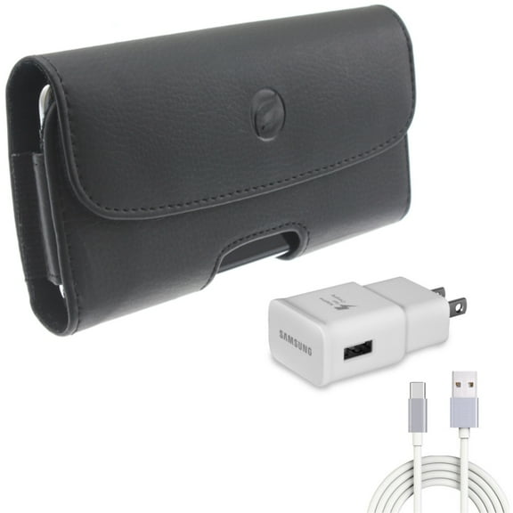 For Google Pixel 7 Pro/6 Pro - Case Belt Clip w Fast Home Charger, Leather Holster Cover, Type-C 6ft USB Cable Quick for Google Pixel 7 Pro/6 Pro Phones