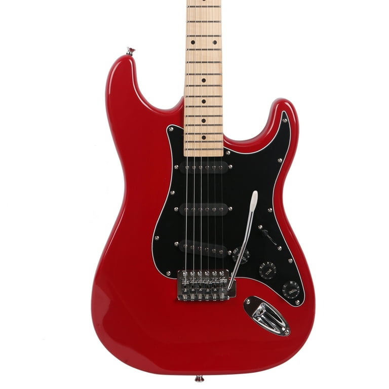 SOLDER エレキギター ブラック/レッド ST Stylish Electric Guitar with Black Pickguard Red