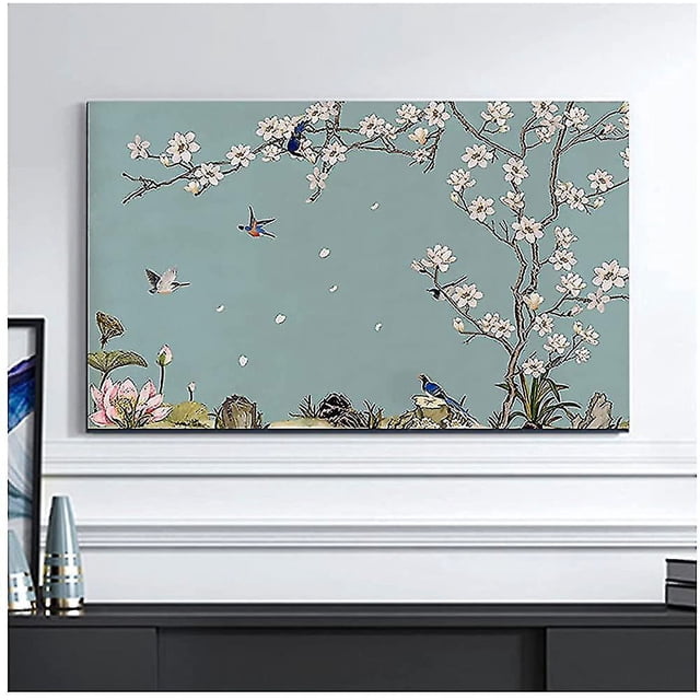 Funda protectora para TV interior a prueba de polvo cubierta de TV patrón de flores de pájaros 19-65 pulgadas