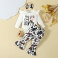 thumbnail image 4 of TOWED22 Baby Girl Fall Winter Clothes Long Sleeve Romper + Bow Print Pants + Headband Set 3pcs Newborn Infant Girl Outfits(Silver,0-3 M), 4 of 9