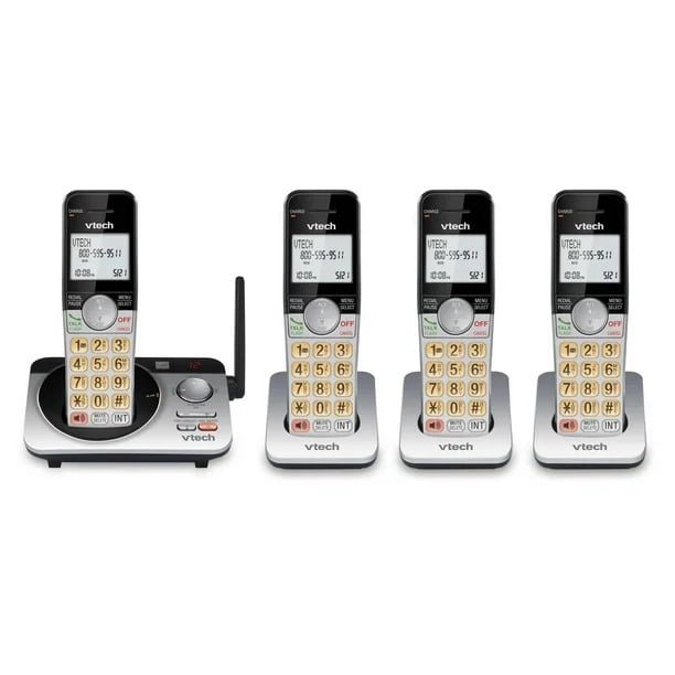 Remis à Neuf (Excellent) - VTech Téléphone Sans Fil à Portée Étendue 4 Combinés DECT 6.0 avec Répondeur, CS5229-4 (Argent/noir)