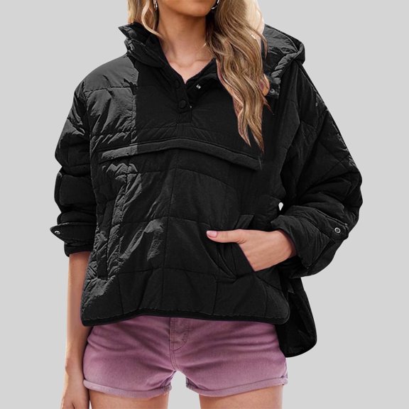 DYTTDG Women's Oversized Cotton Hooded Jacket Lightweight Winter Warm Pullover Hoodie Jacket Long Sleeve Hooded Casual Jacket with Pockets Great Gifts for Less