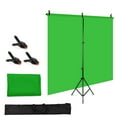 thumbnail image 1 of Andoer 1.5 * 2M / 5 * 7ft Vert Fond Écran Chromakey Arrière-Plan Photography Kit avec Réglable en Forme de T Arrière-Plan Stand 3pcs Toile de Fond Pinces, 1 of 7