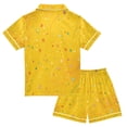 thumbnail image 2 of Silky Satin Kids' Pajama Set Breathable & Smooth Unisex Button-Down Pajamas Confetti and Stars Scattered, 2 of 8