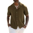 thumbnail image 2 of Shirt for Mens Solid Color Button Down Shirts Short Sleeve Textured Casual Hawaiian Vacation Tops Summer Plus Size Beach Shirt for Men, 2 of 7
