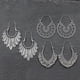 thumbnail image 4 of Pendientes colgantes geométricos de Aleación hueca bañados en plata antigua Yashi HQEF-1615, 4 of 5